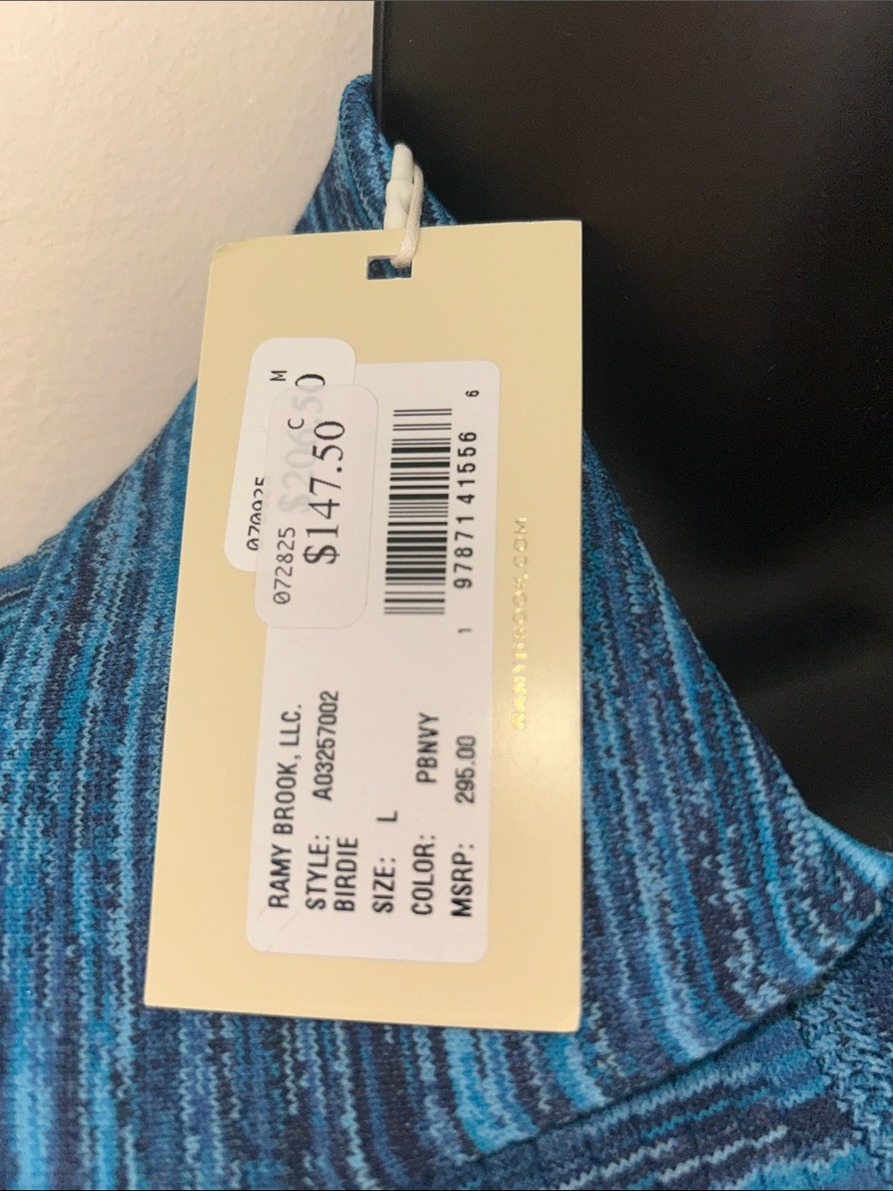 Ramy Brook NWT Space dyed Ribbed V-Neck Sleeveless Polo Tank size L - Picture 4 of 7